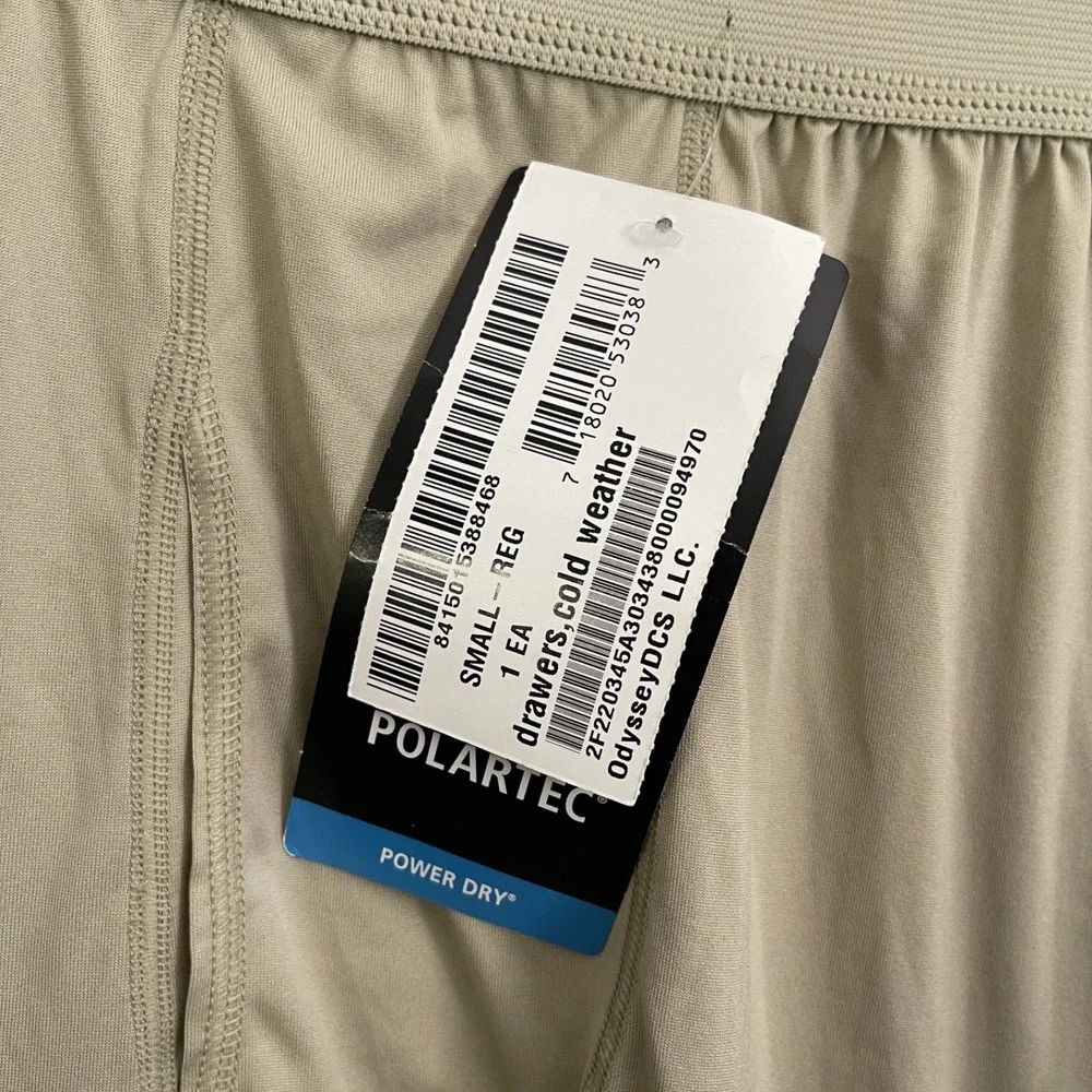 Polartec Power Dry Drawers Mens Sz S Cold Weather Base Layer Tights Beige